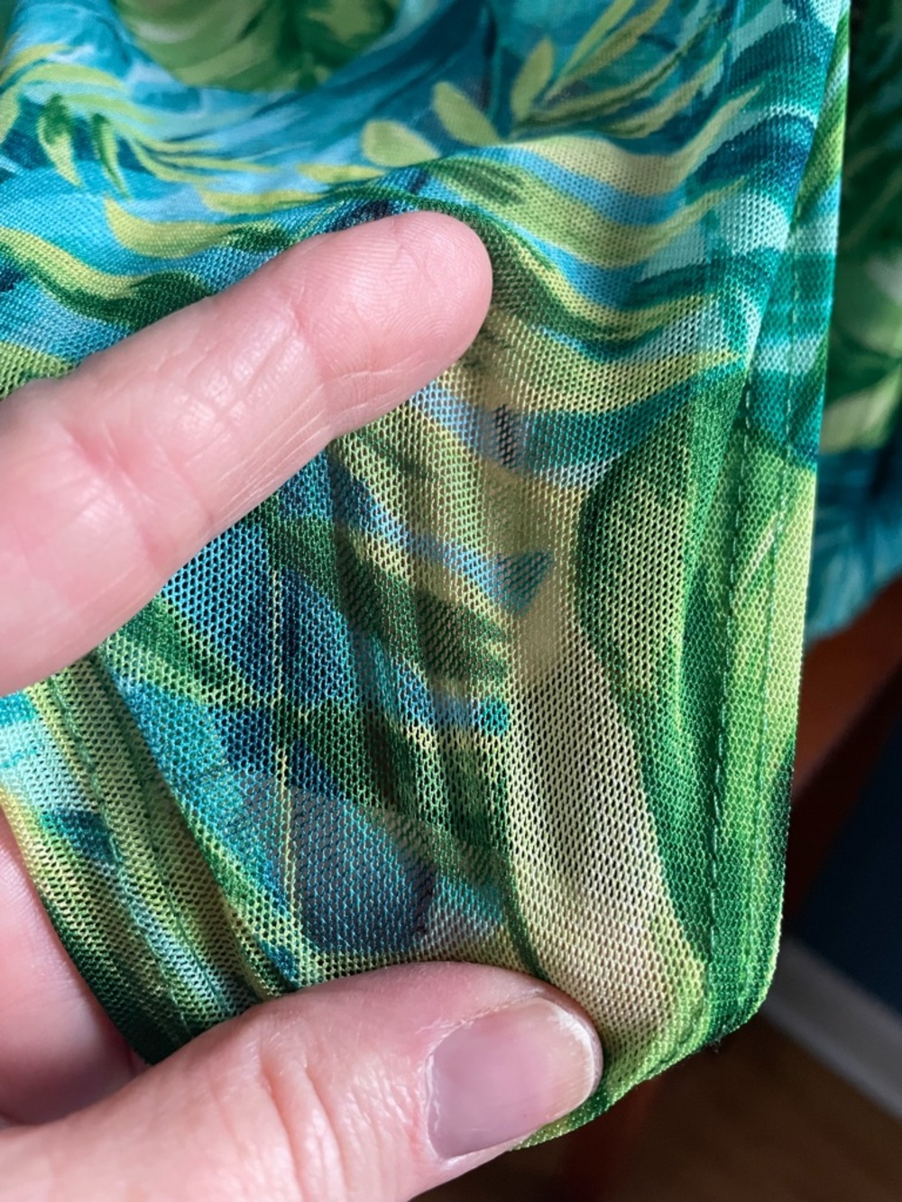 Tropical Green Stretchy Mesh Tie-Waist Swim or Beach Cover-Up J Lo Inspired - Picture 7 of 12